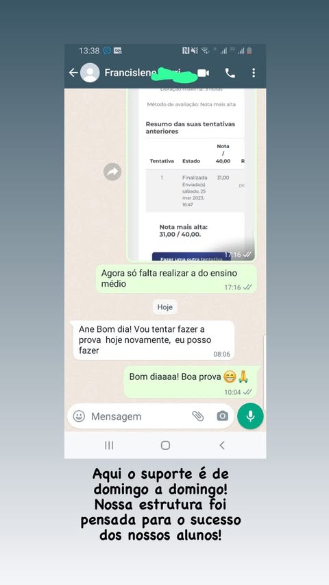 Instituto Sagar avaliações de alunos - depoimento 3